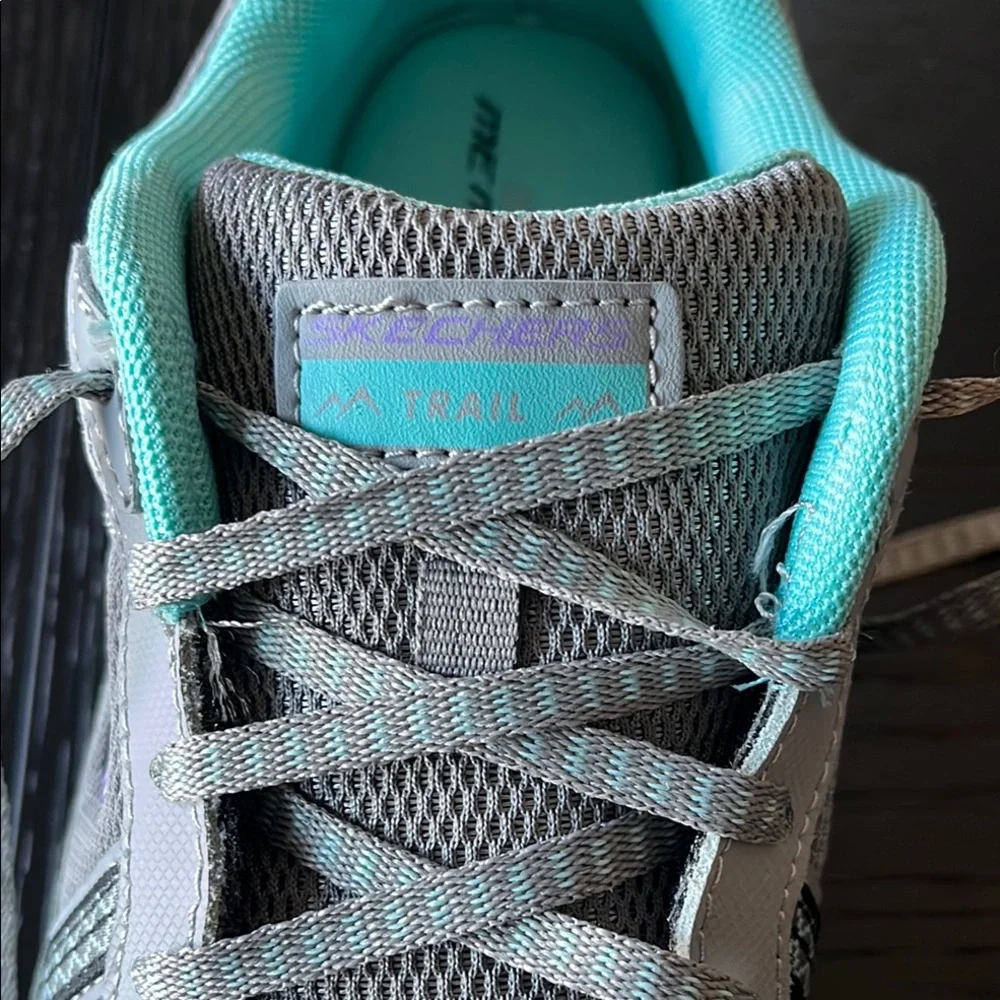 Skechers Trail Womens Grey Teal‎ Memory Foam Running Shoes Sneakers